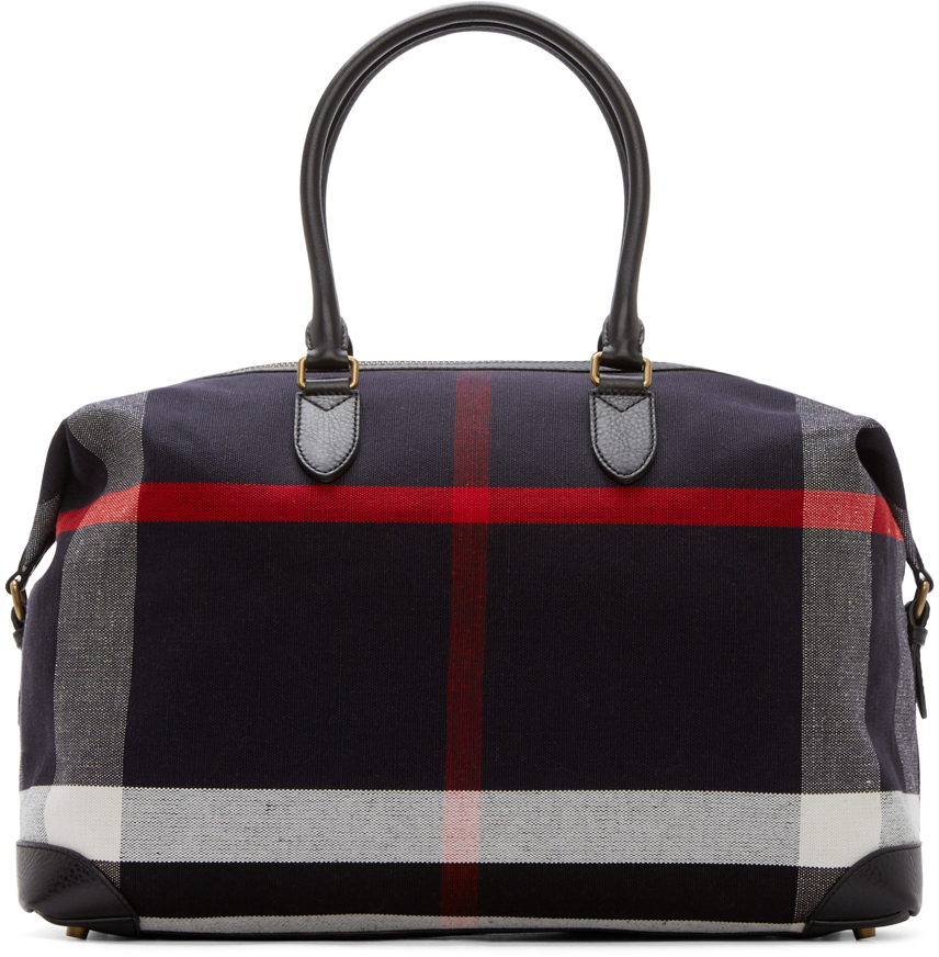 Burberry london Navy Canvas Kingswood Travel Bag in Blue