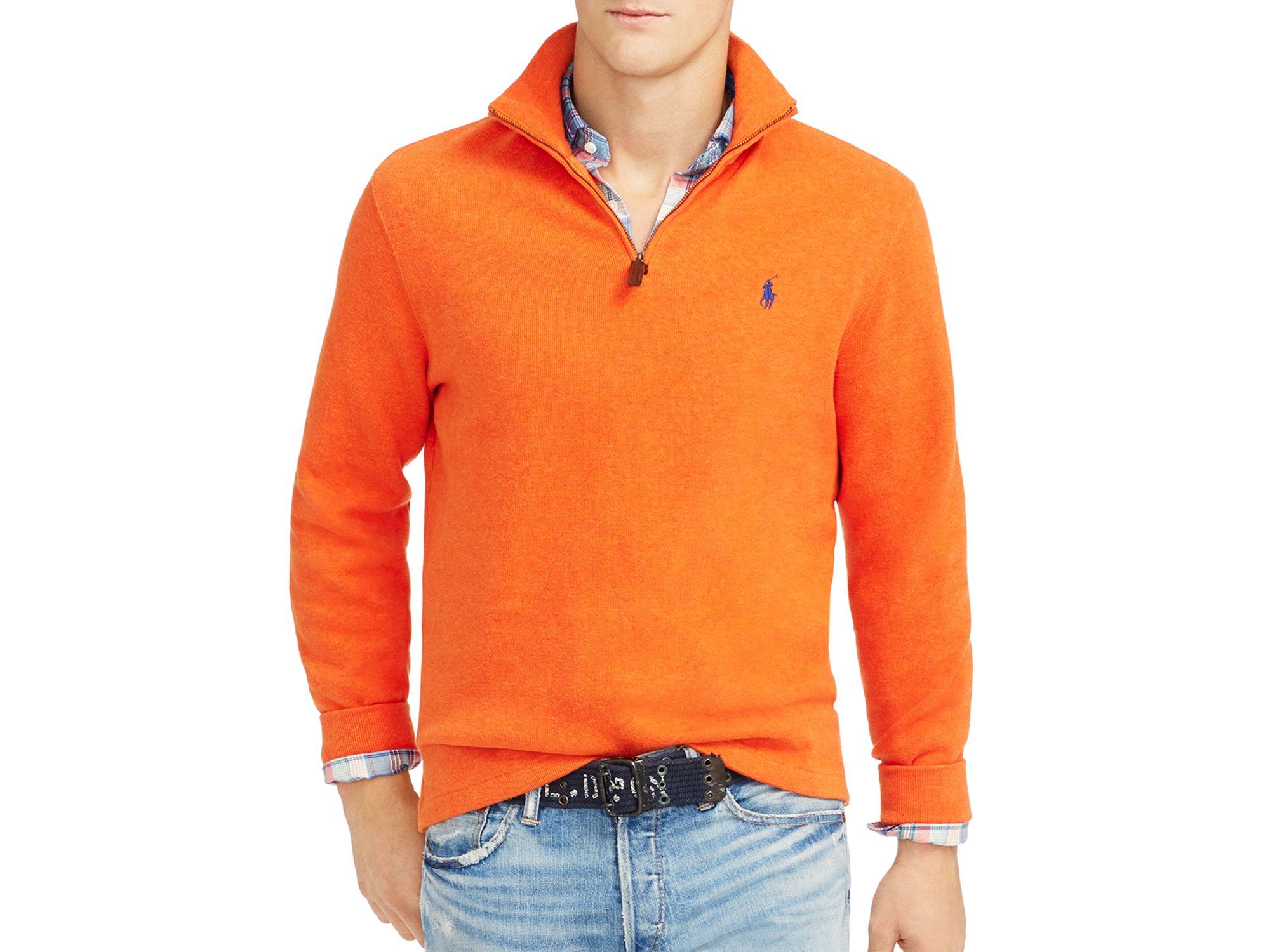 orange half zip sweater