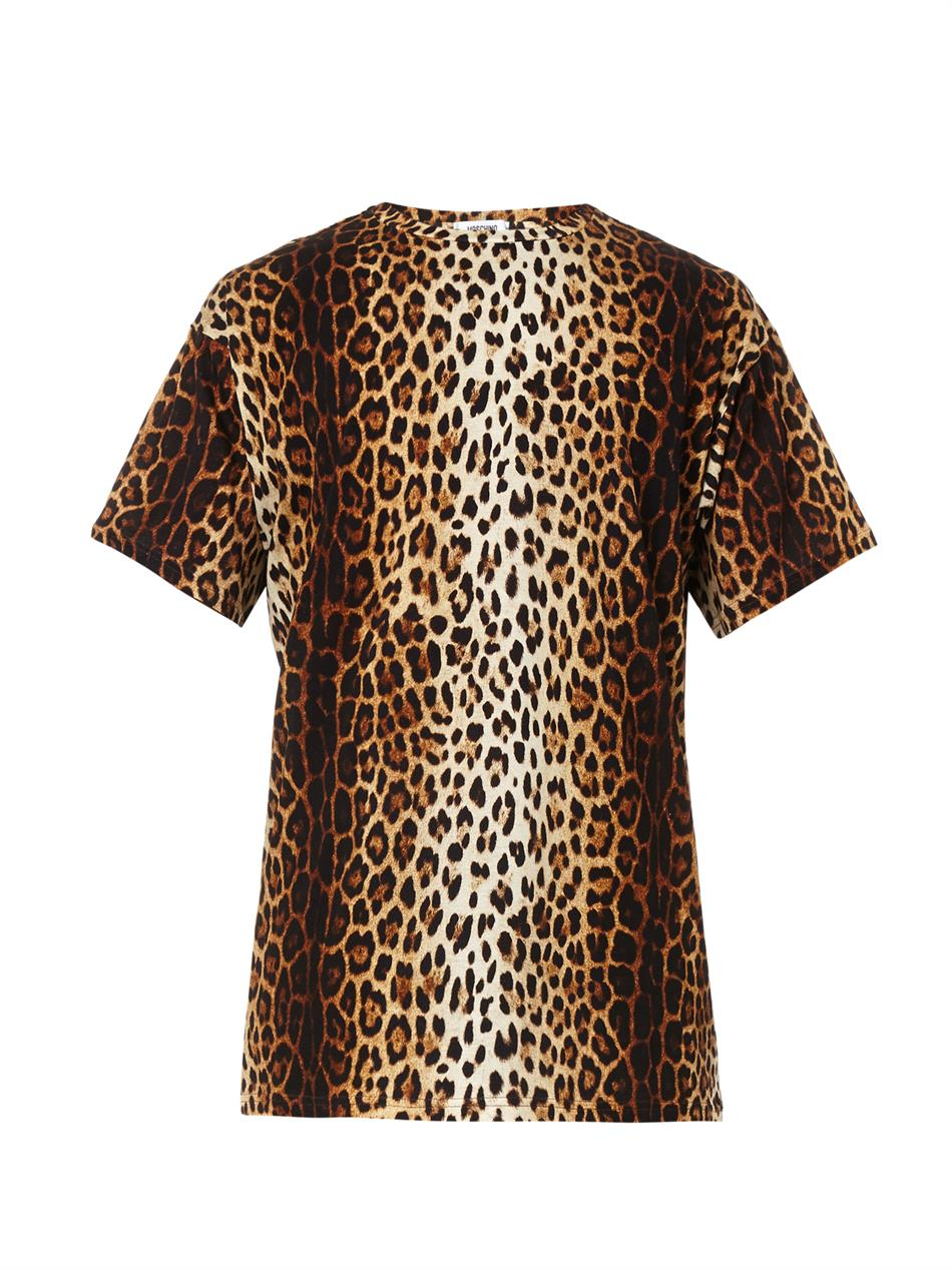 Lyst - Moschino Leopard Print T-Shirt in Brown for Men