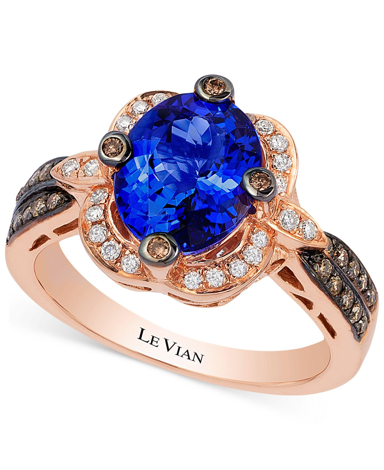 Le vian Chocolatier Blueberry Tanzanite (2 Ct. T.w) And Diamond (1/3 Ct. T.w) Ring In 14k Rose