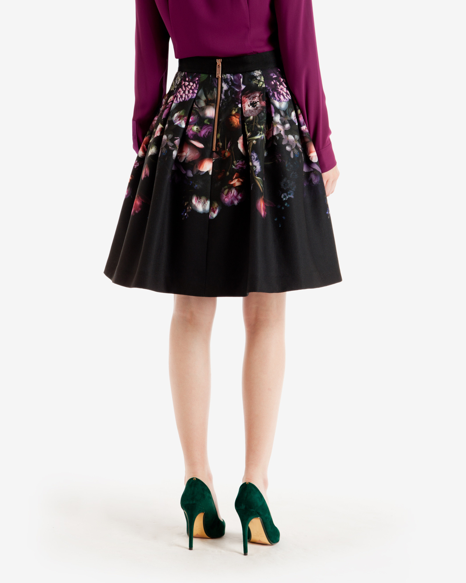 Ted Baker Shadow Floral Full Skirt in Mid Gray (Black) - Lyst