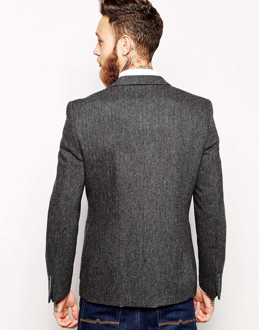 Lyst Asos Slim Fit Blazer In 100 Wool in Gray for Men