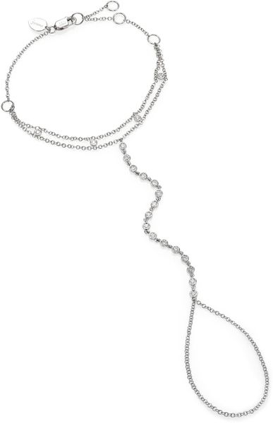 ... 14K White Gold Double-Row Hand Chain Bracelet in White (WHITE GOLD