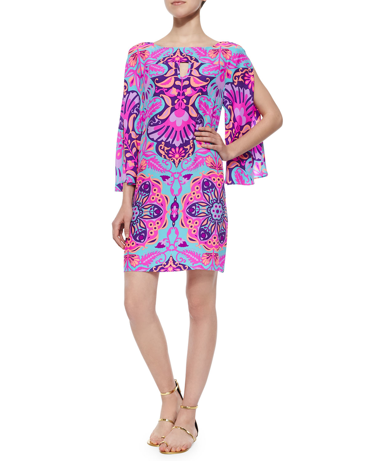 Lyst Alice & Trixie 3/4 sleeve Ikat print Shift Dress in Blue