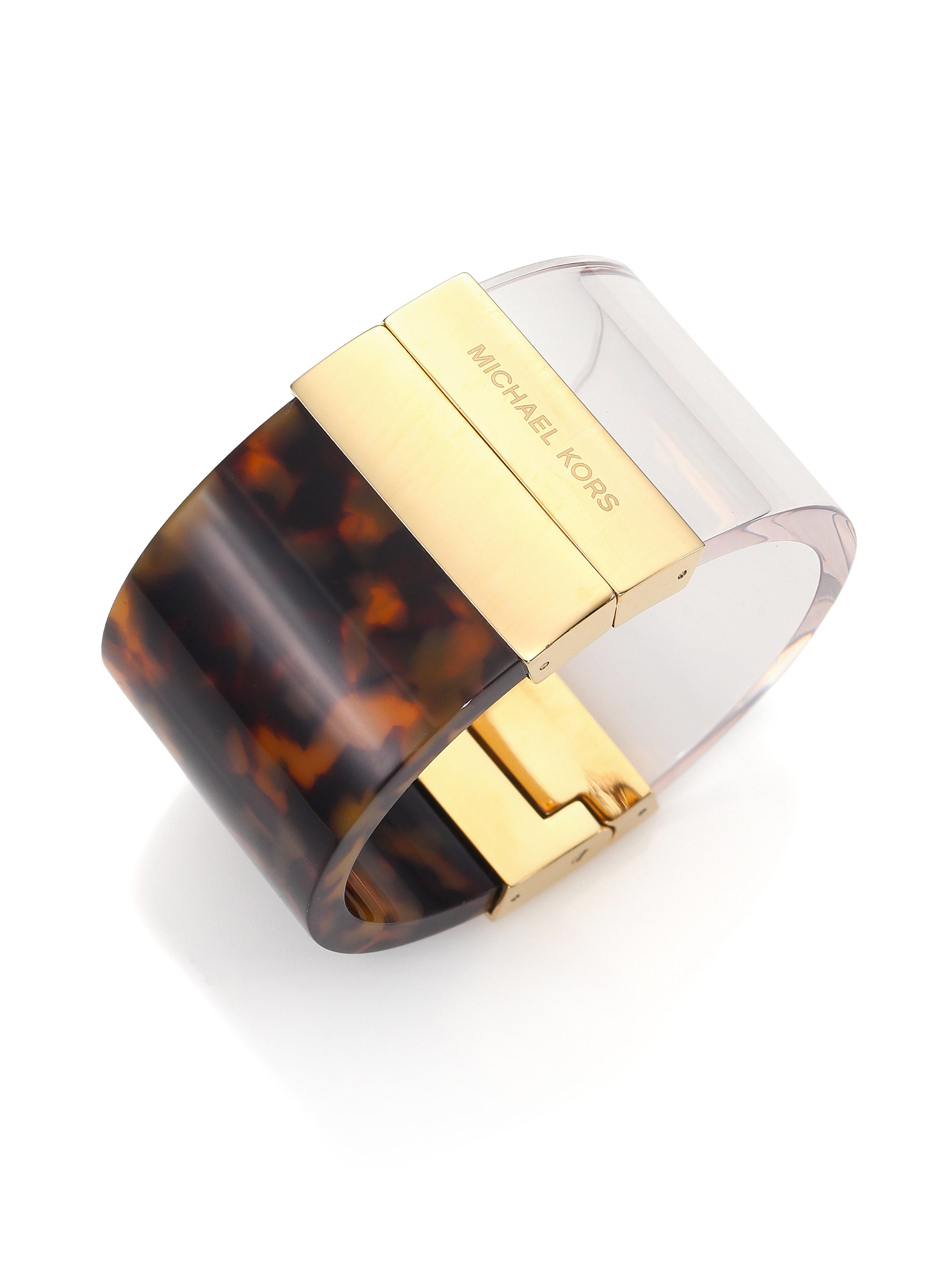 Michael Kors Colorblock Tortoiseshell-print Cuff Bracelet in Metallic | Lyst
