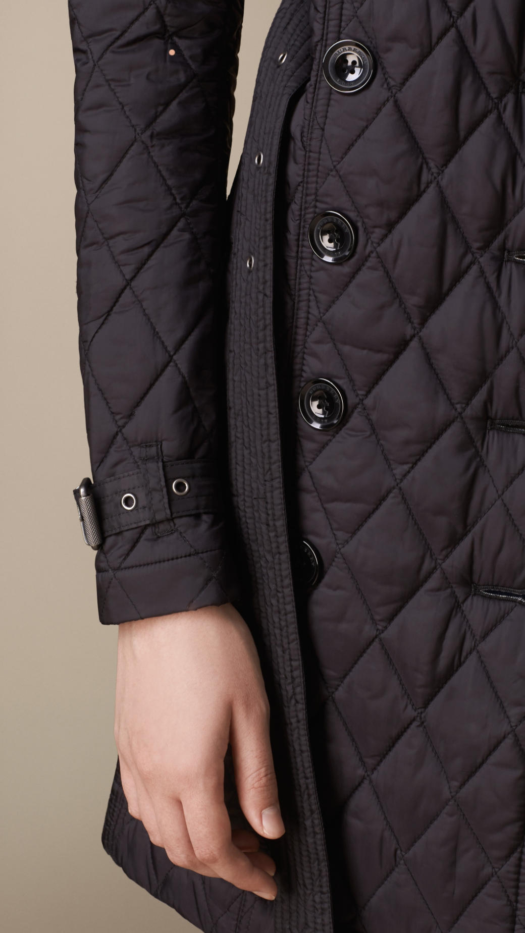 burberry mid length quilted coat