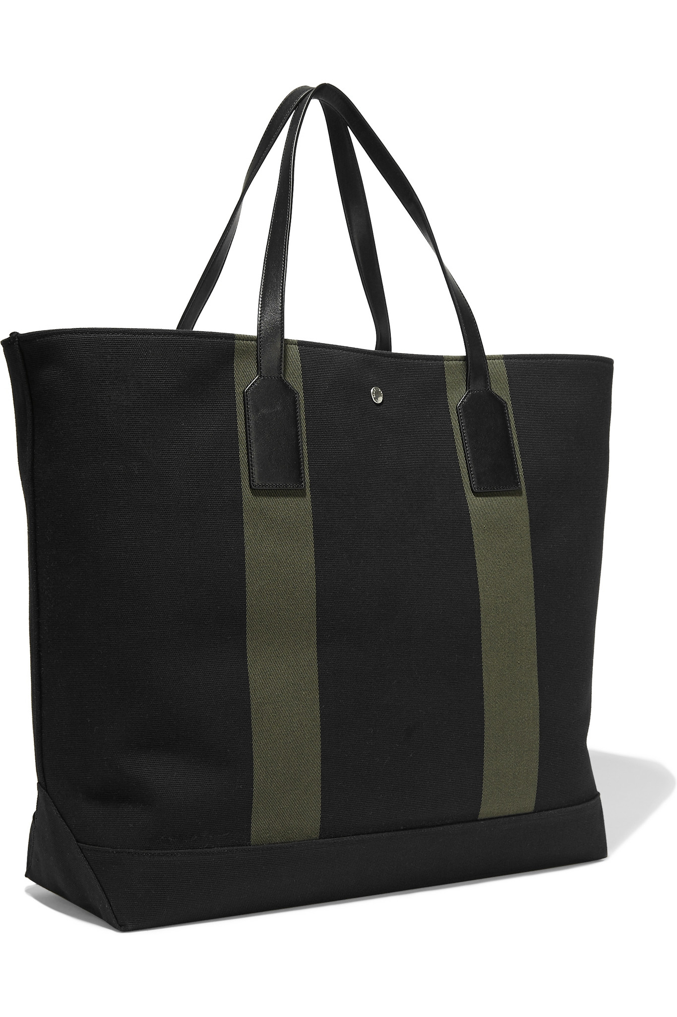 Lyst - Saint Laurent Beach Leather-trimmed Canvas Tote in Black