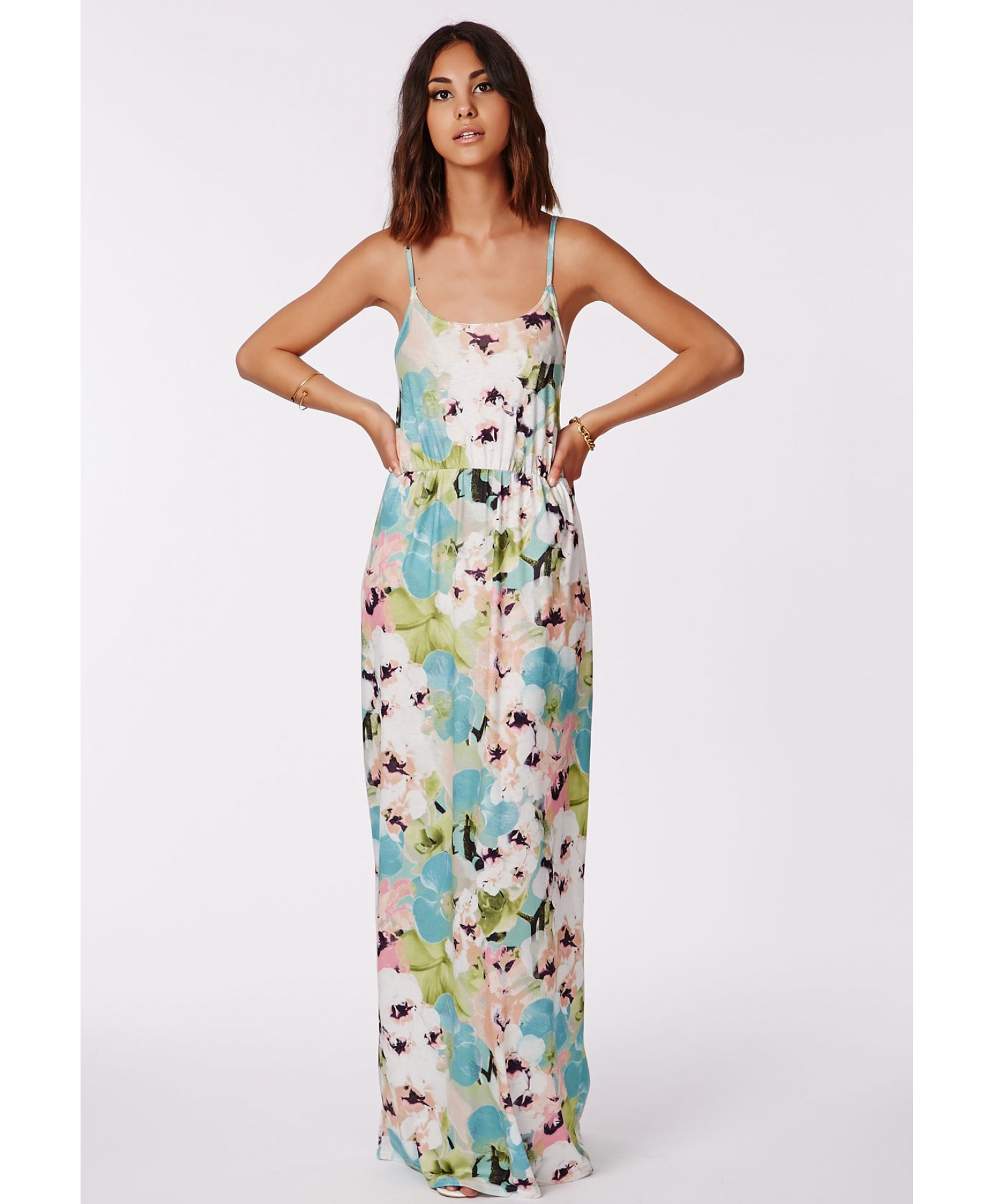 Lyst - Missguided Tudela Floral Print Strappy Jersey Maxi Dress