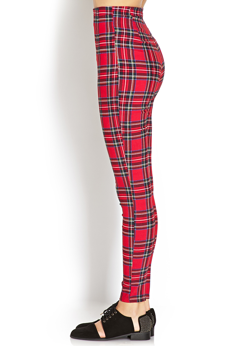 red plaid ankle pants