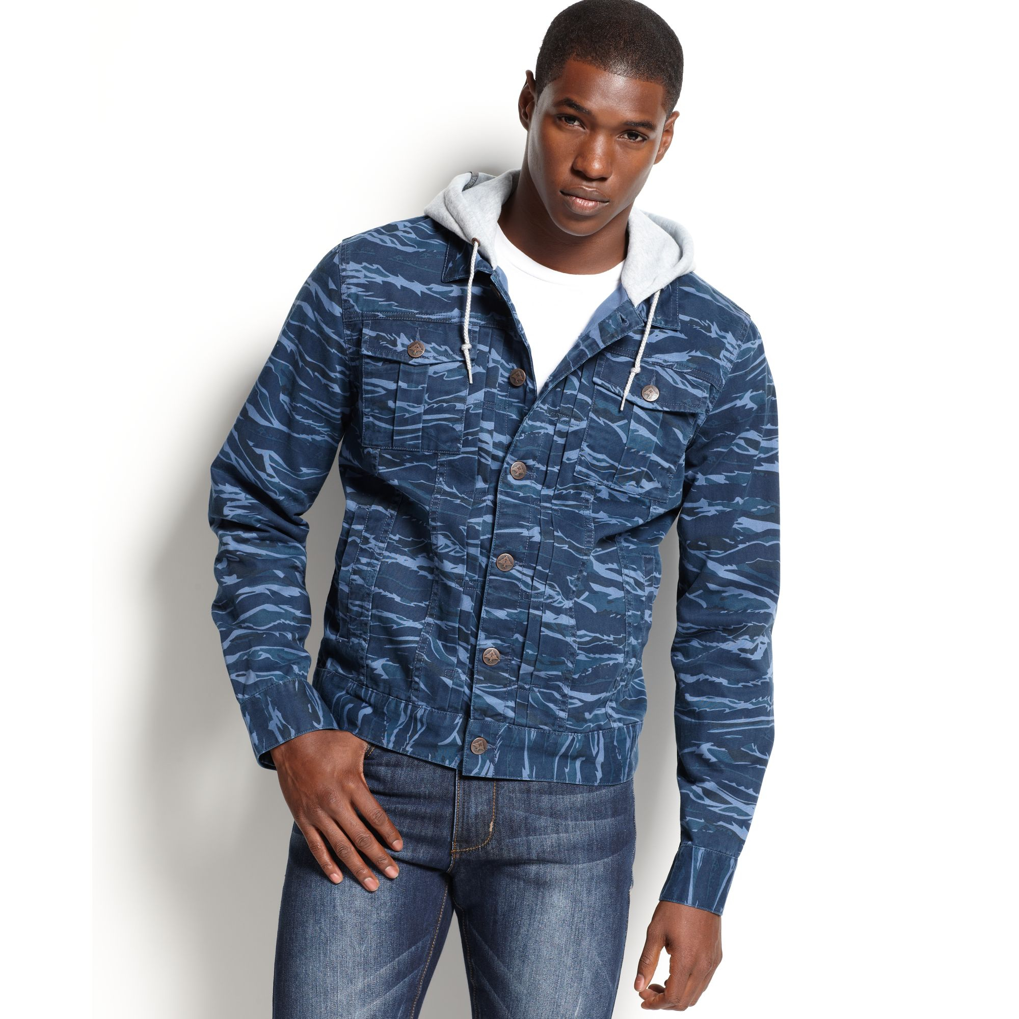 Lyst - Lrg Core Collection Hooded Camo Jacket in Blue for Men