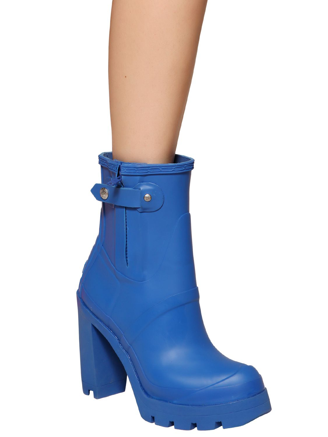 HUNTER 110mm High Heel Rubber Ankle Boots in Blue | Lyst
