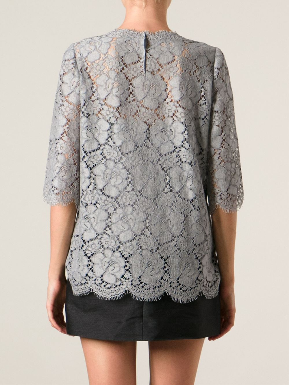 Dolce ☀ Gabbana Floral Lace Top in Grey ...