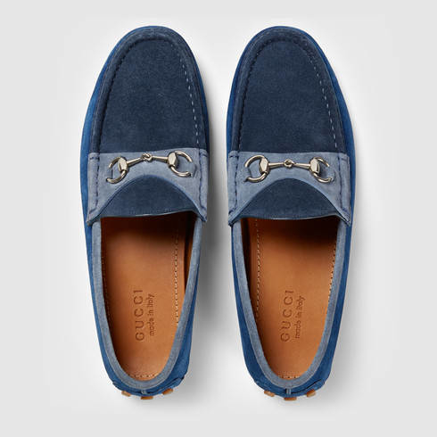 Gucci Horsebit Suede Driver Blue Men | Lyst