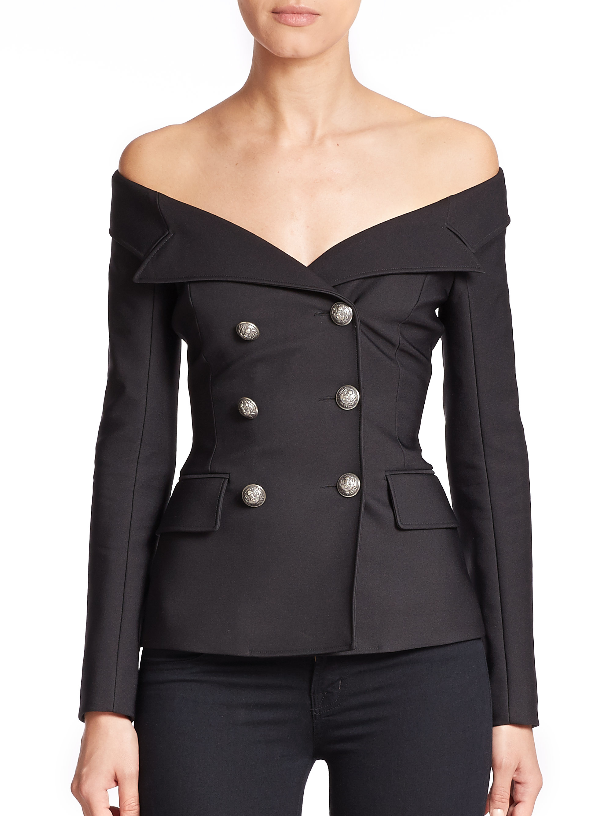 Faith connexion Off-the-shoulder Jacket in Black | Lyst