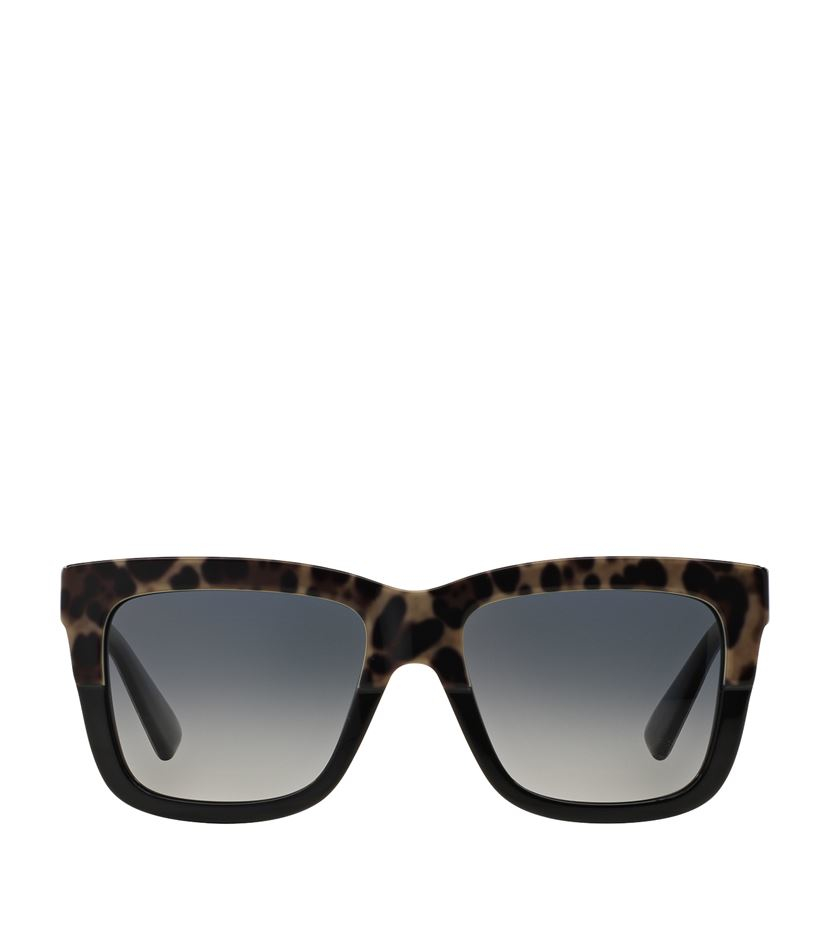 Dolce & gabbana Square Frame Leopard Print Sunglasses in Brown for Men ...