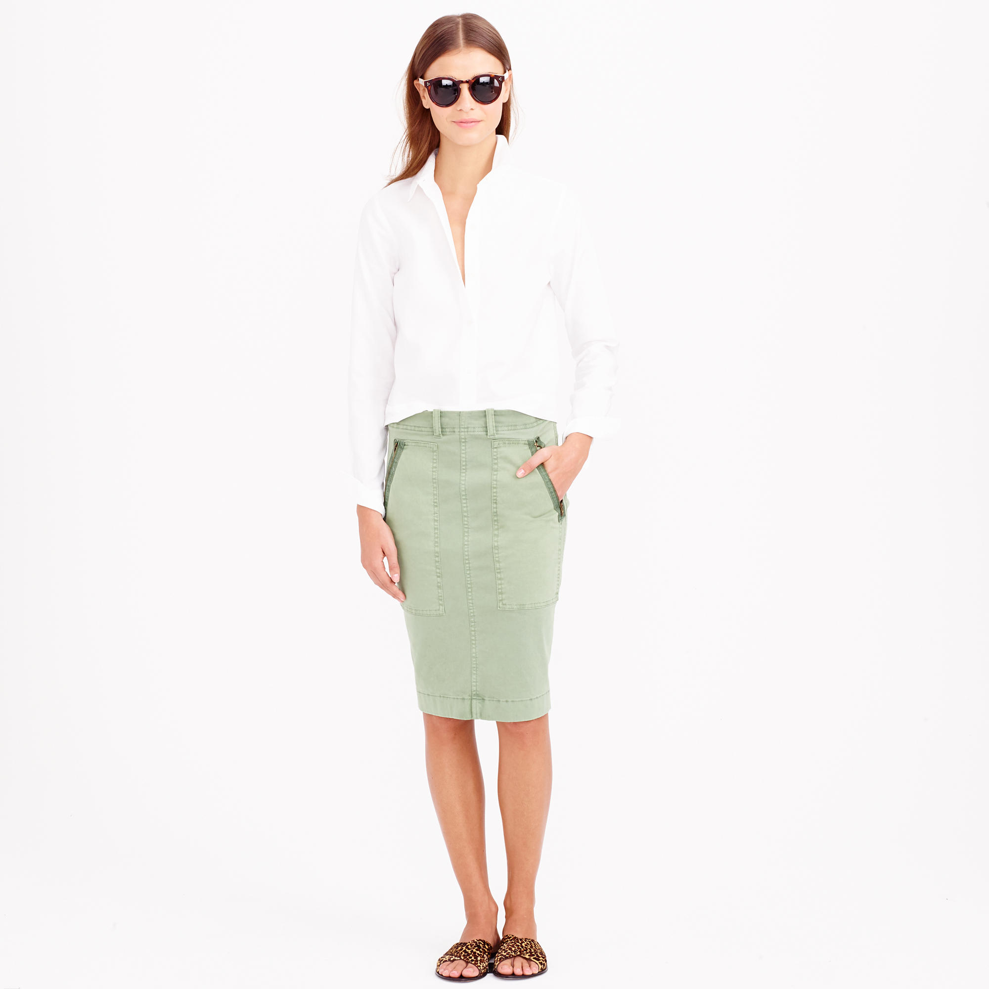 Lyst J.Crew Cargo Pencil Skirt in Gray