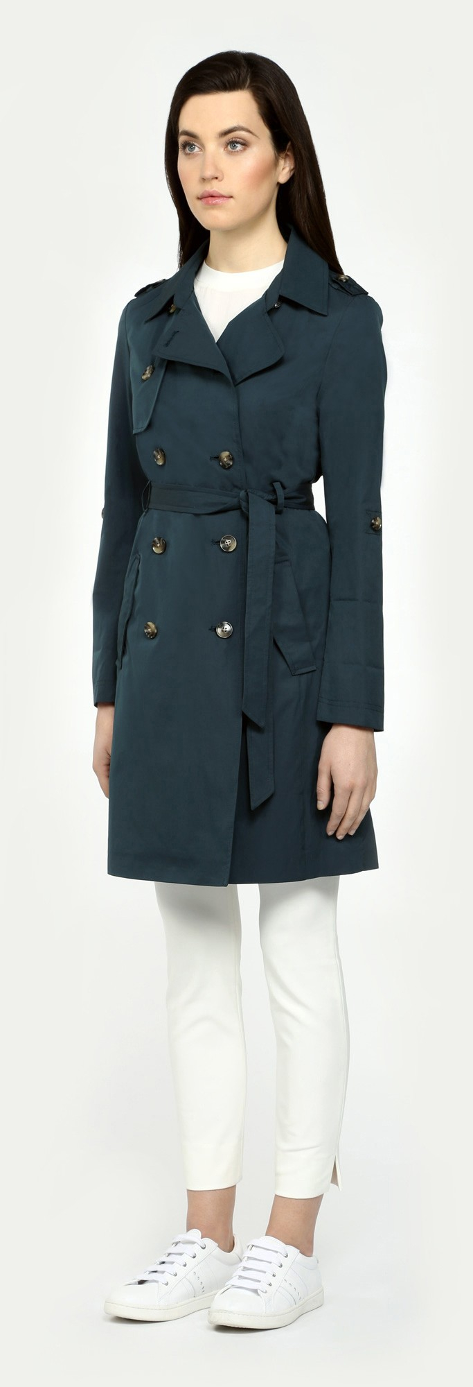 SOIA & KYO Celestine Teal Belted Light Rain Trench Coat in ...