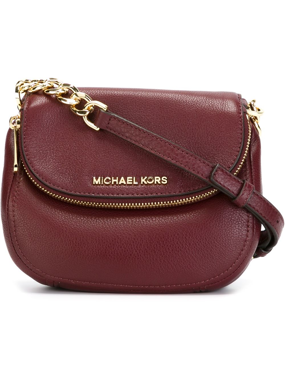 MICHAEL Michael Kors Zipped Fold Over Top Cross Body Bag in Red (Purple) - Lyst