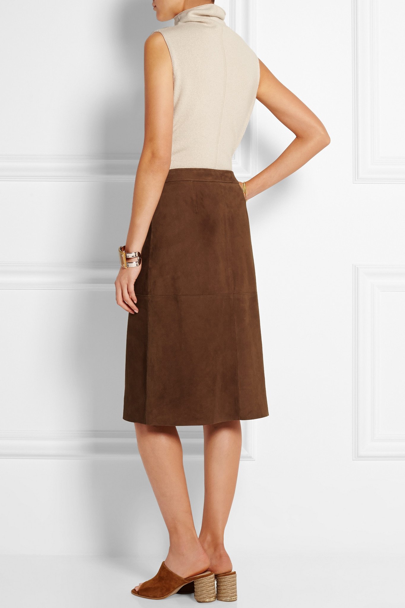 brown suede wrap skirt