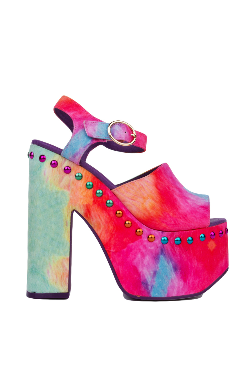 multicolor platform heels