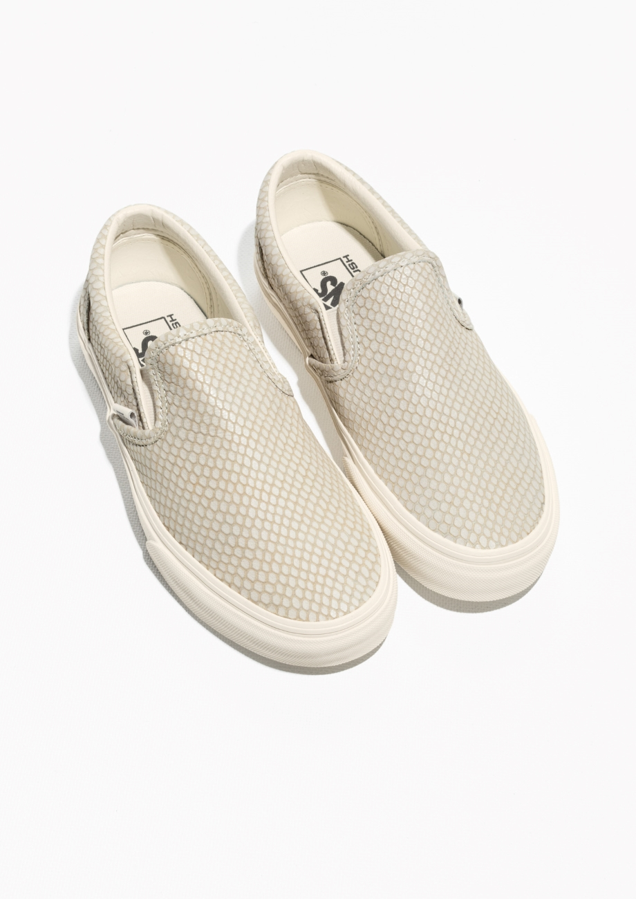 snakeskin slip on vans