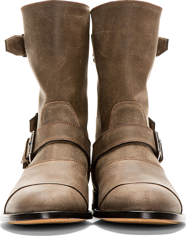 Belstaff Khaki Grey Suede Biker Boot in Natural for Men Lyst