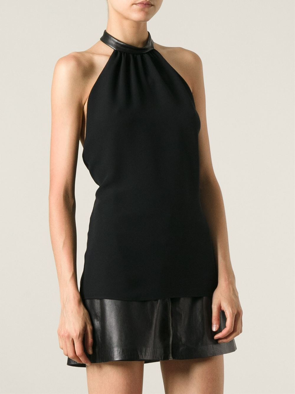 black halter neck blouse