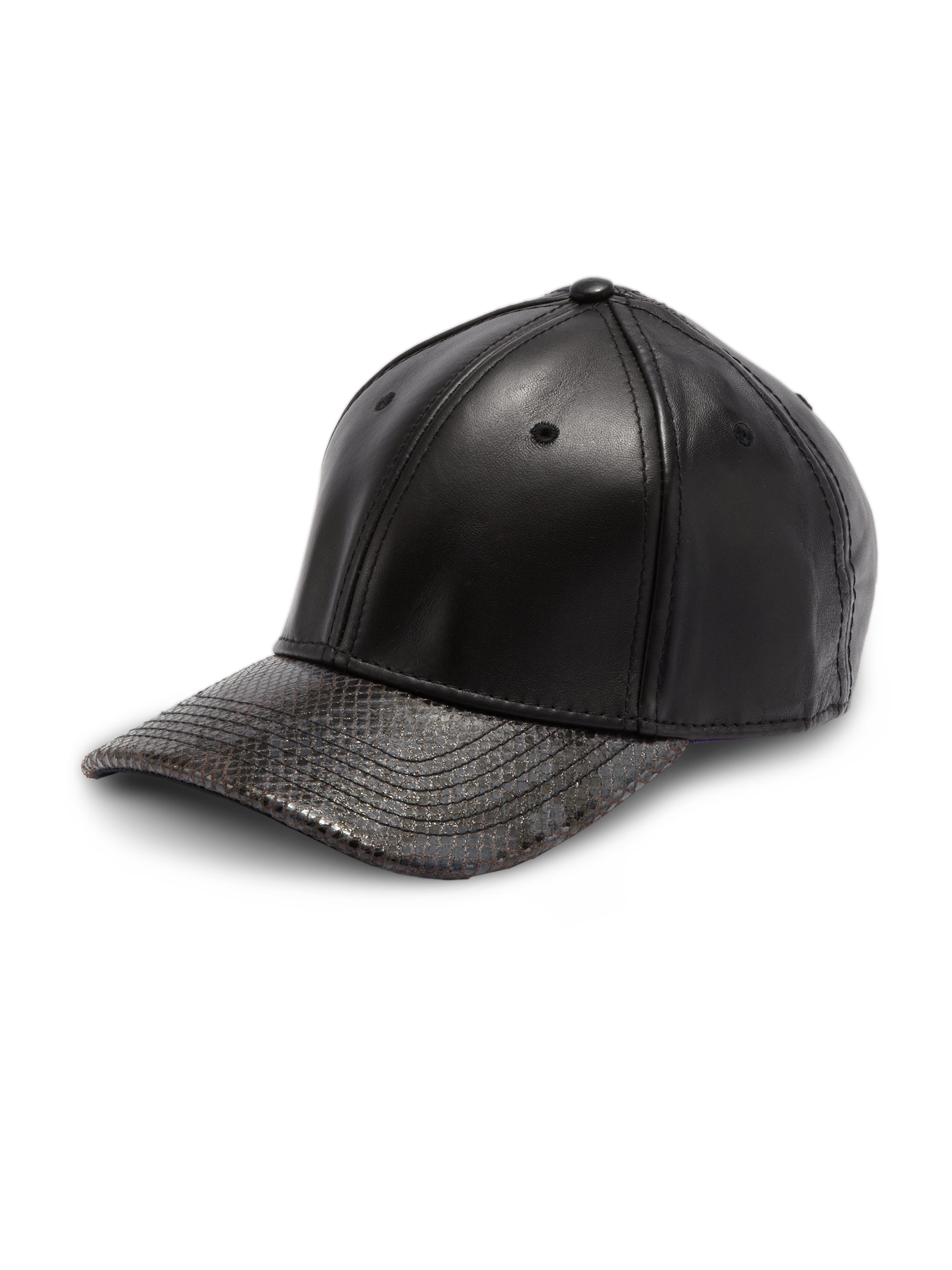 Gents Embossed Leather Cap in Black for Men | Lyst