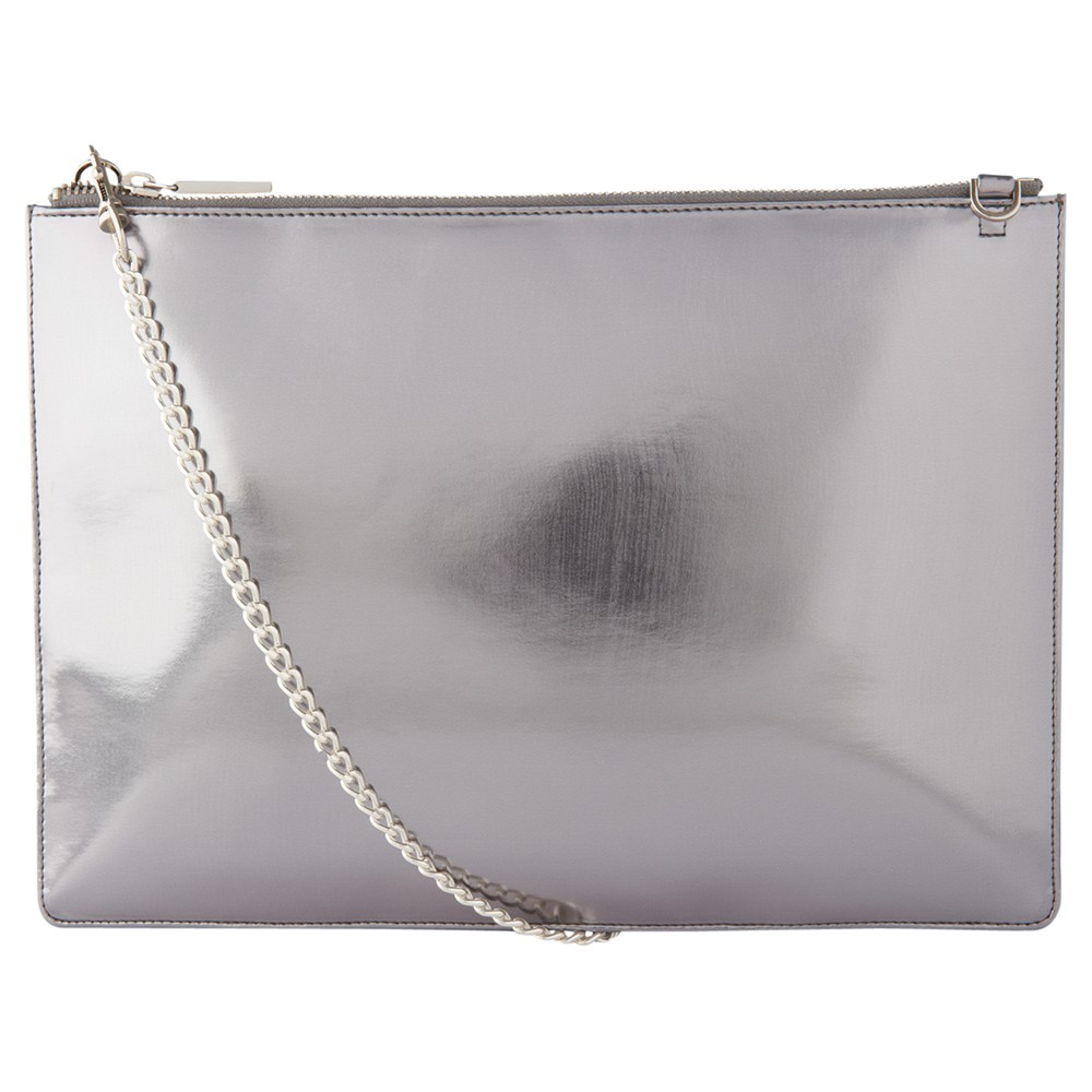 whistles silver clutch