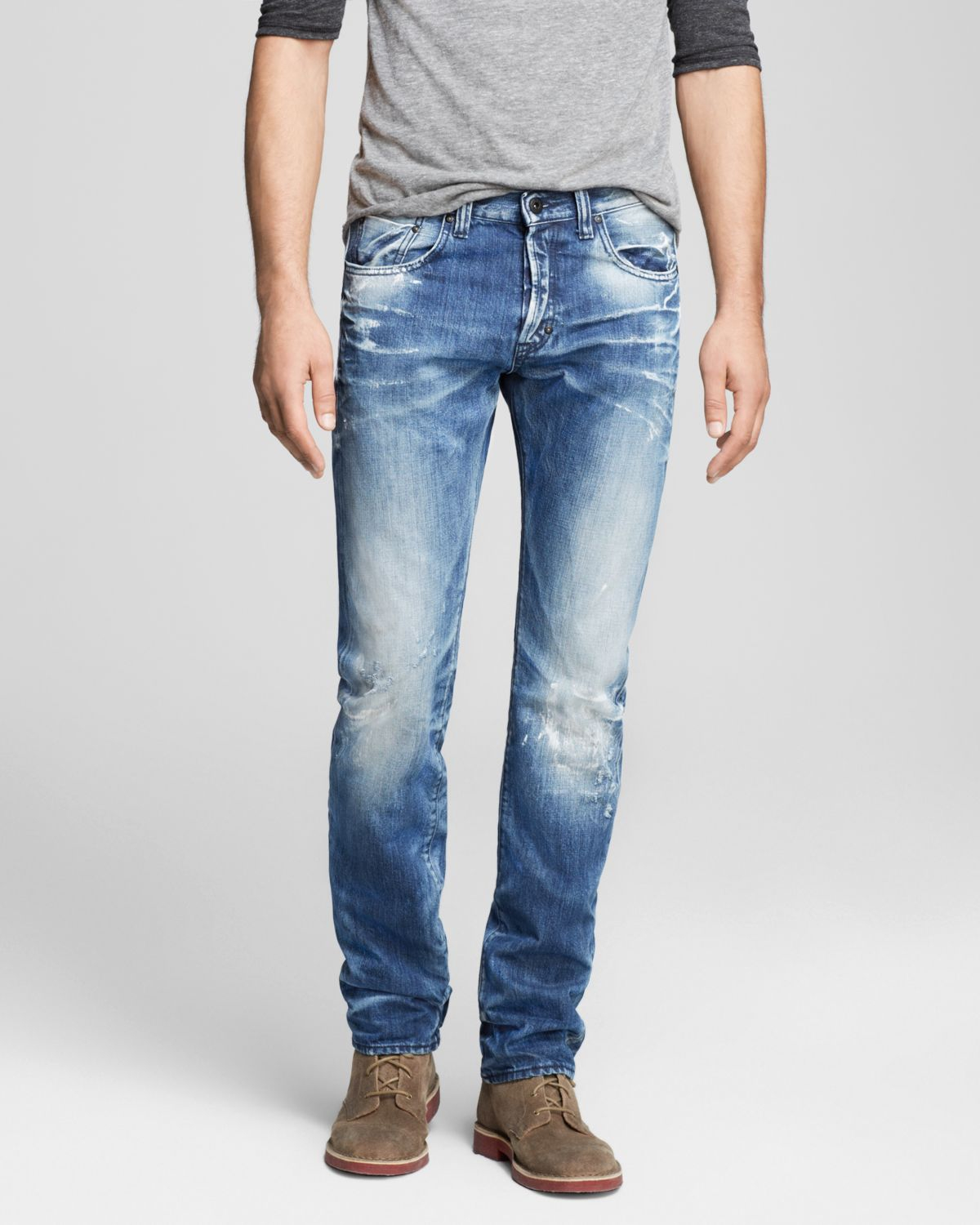 PRPS Jeans Demon Slim Fit In White Washed Indigo in Blue for Men Lyst