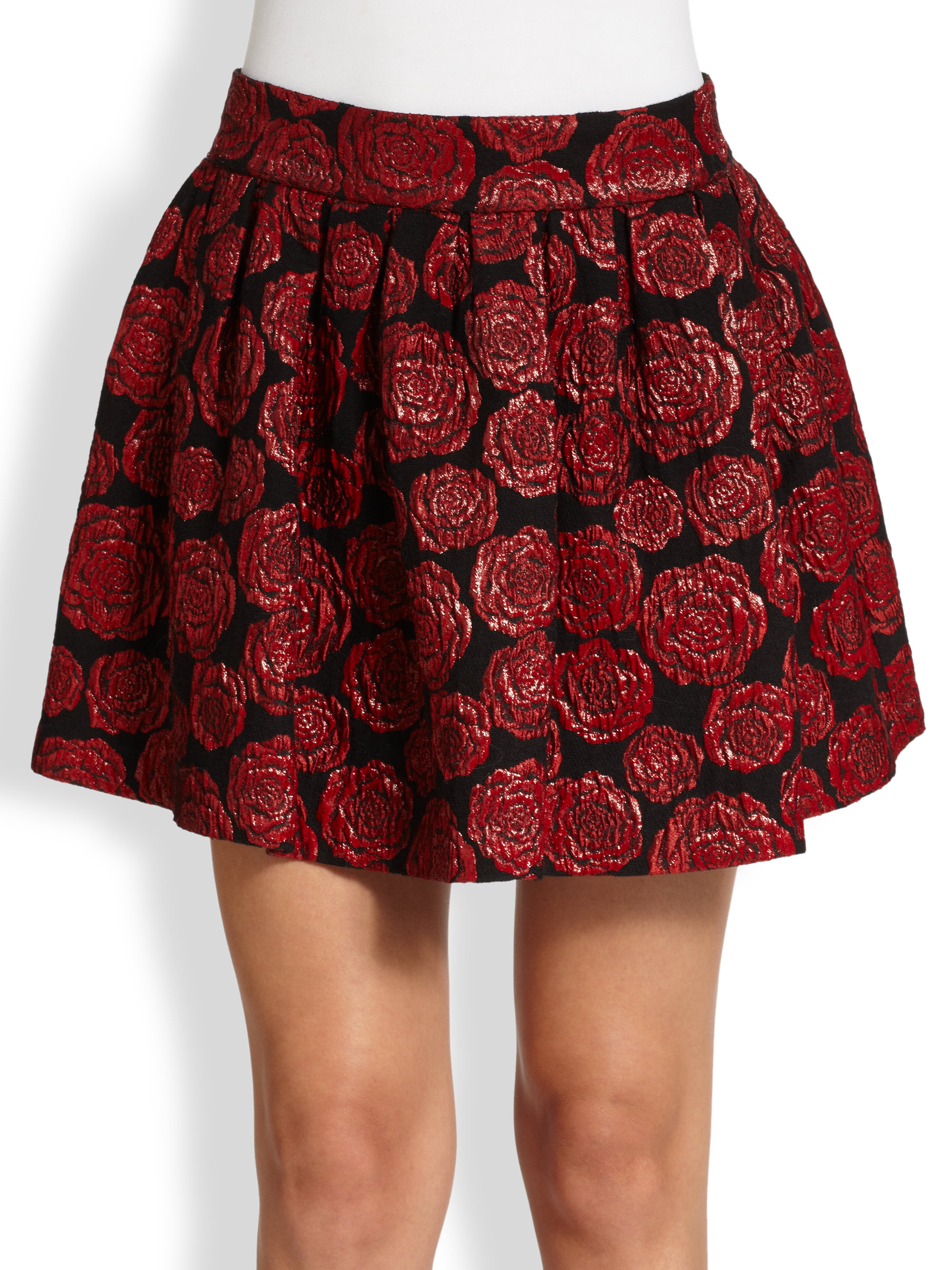trendy red mini skirt