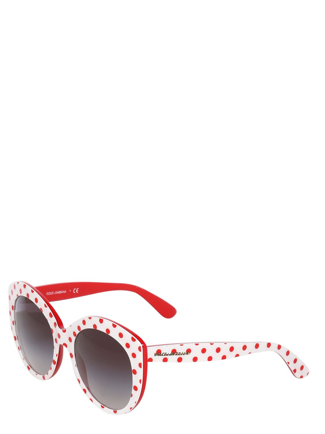 Dolce & Gabbana Rounded Cat-eye Polka Dot Sunglasses in Red | Lyst