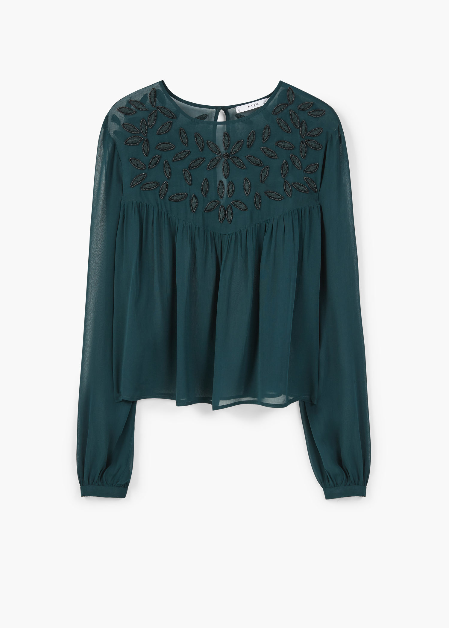lyst mango beaded chiffon blouse in green lyst mango beaded chiffon blouse in green