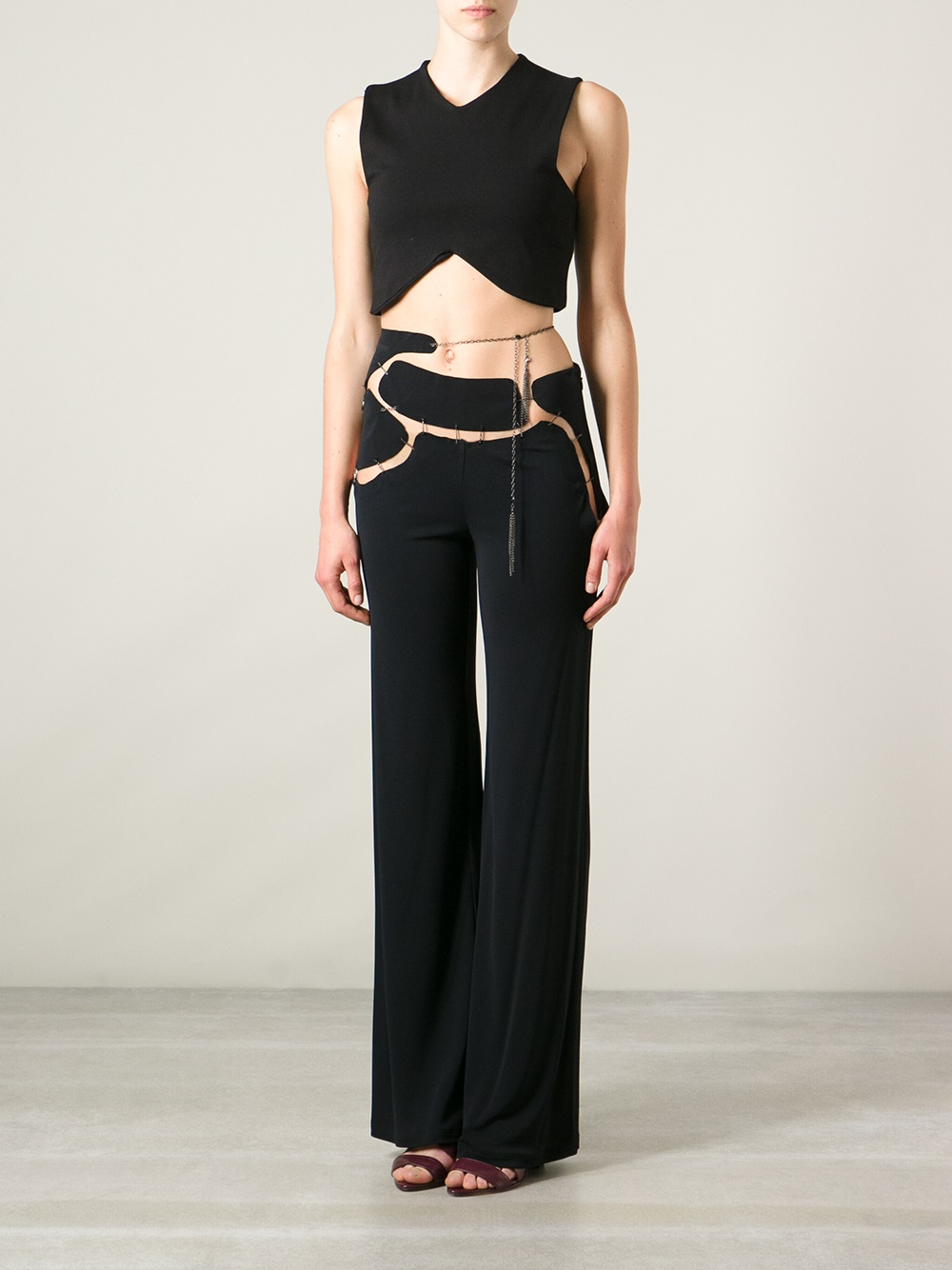 Jean Paul Gaultier Cut-Out Tailored Trousers in Black | Lyst
