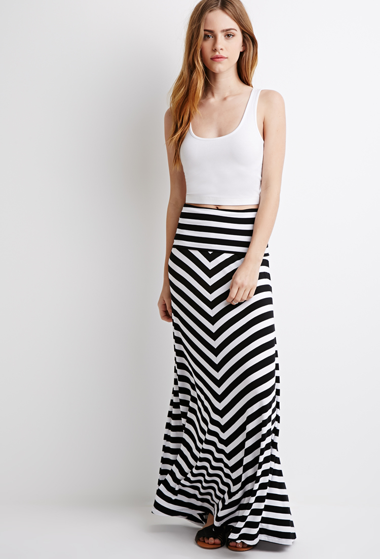 Lyst Forever 21 Stripe Maxi Skirt In Black lyst forever 21 stripe maxi skirt in black