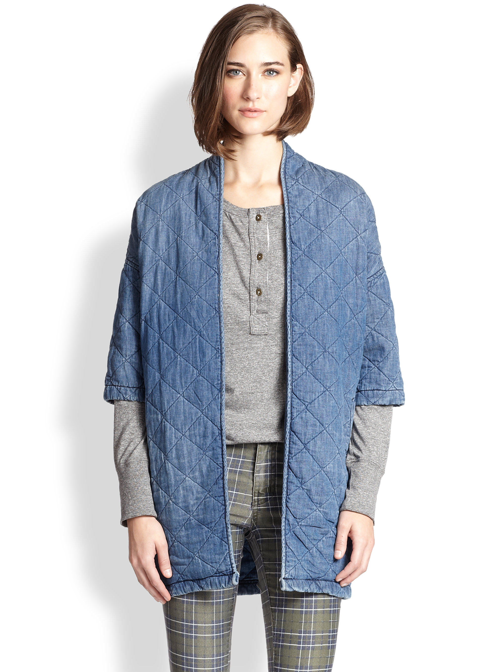 Lyst - Current/Elliott The Chamry Quilted Denim Jacket in Blue