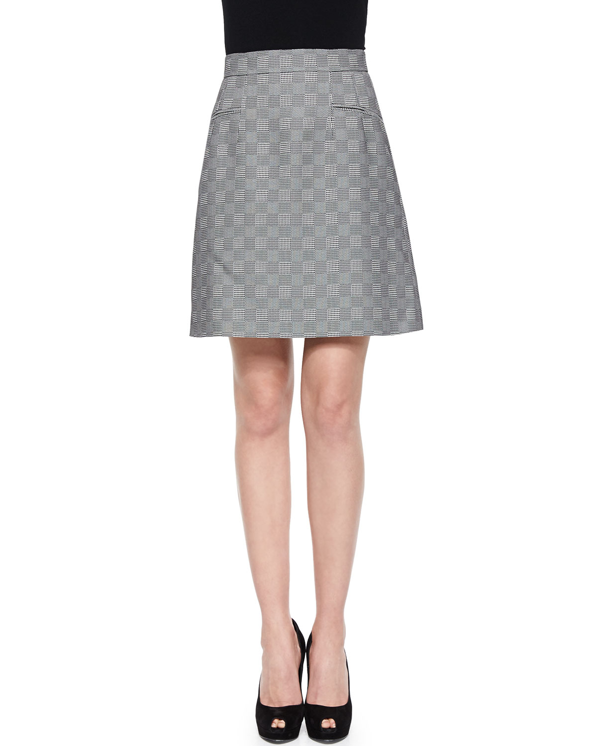 lyst mcqueen glen plaid jacquard a line skirt lyst mcqueen glen plaid jacquard a line skirt
