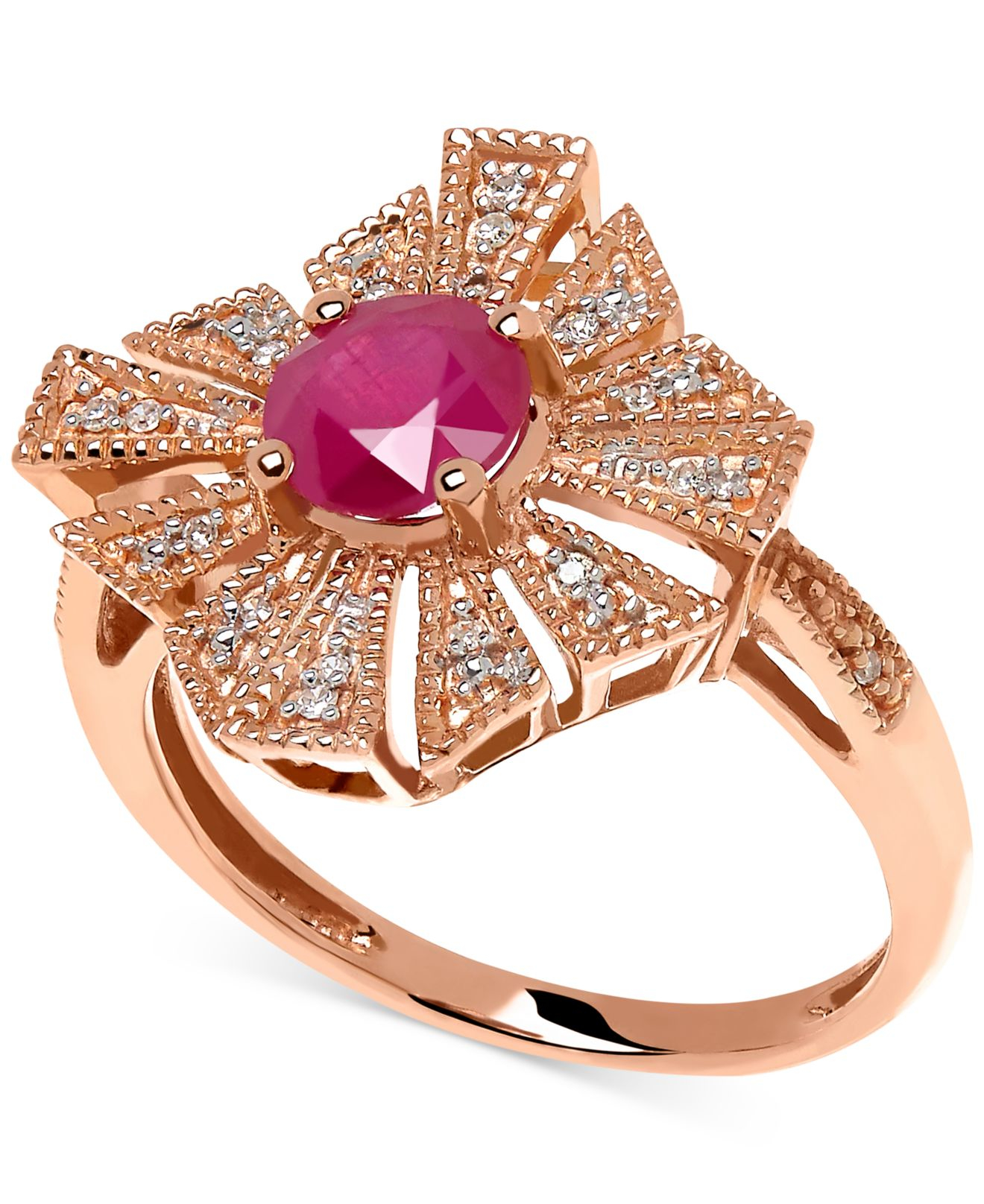 Macy's Us Ruby (1 Ct. T.w.) And Diamond Accent Ring In 14k Rose Gold in