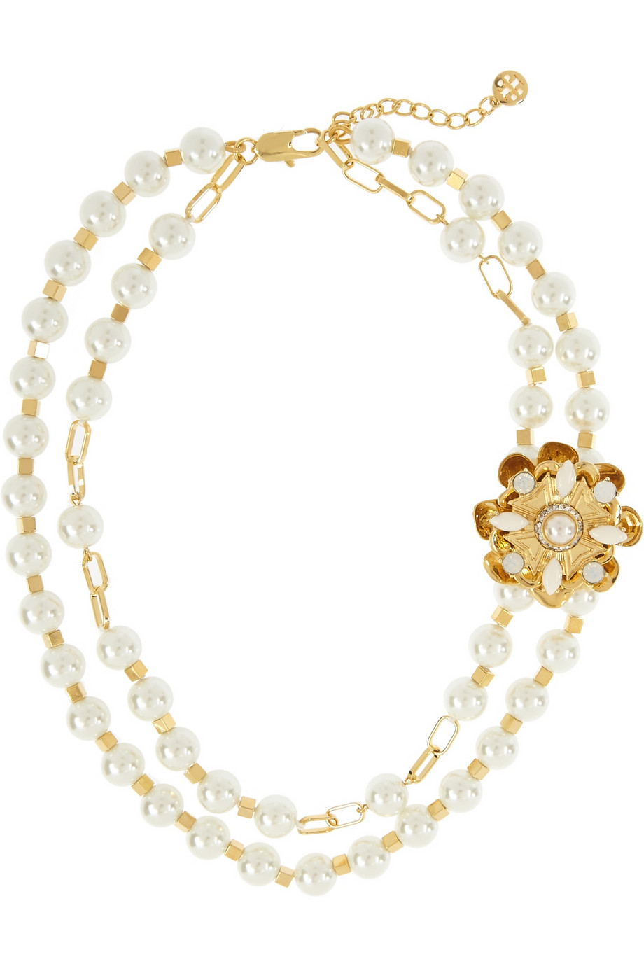 Tory burch Tilde Gold-Plated, Faux Pearl And Crystal Necklace in White ...