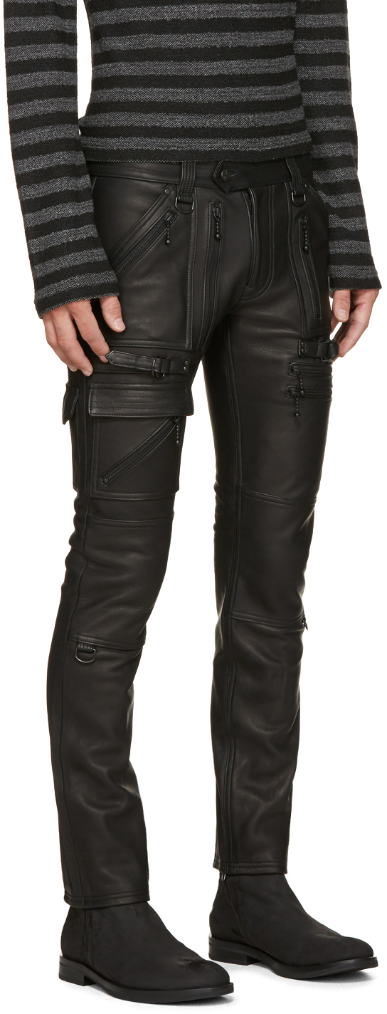 black leather biker pants