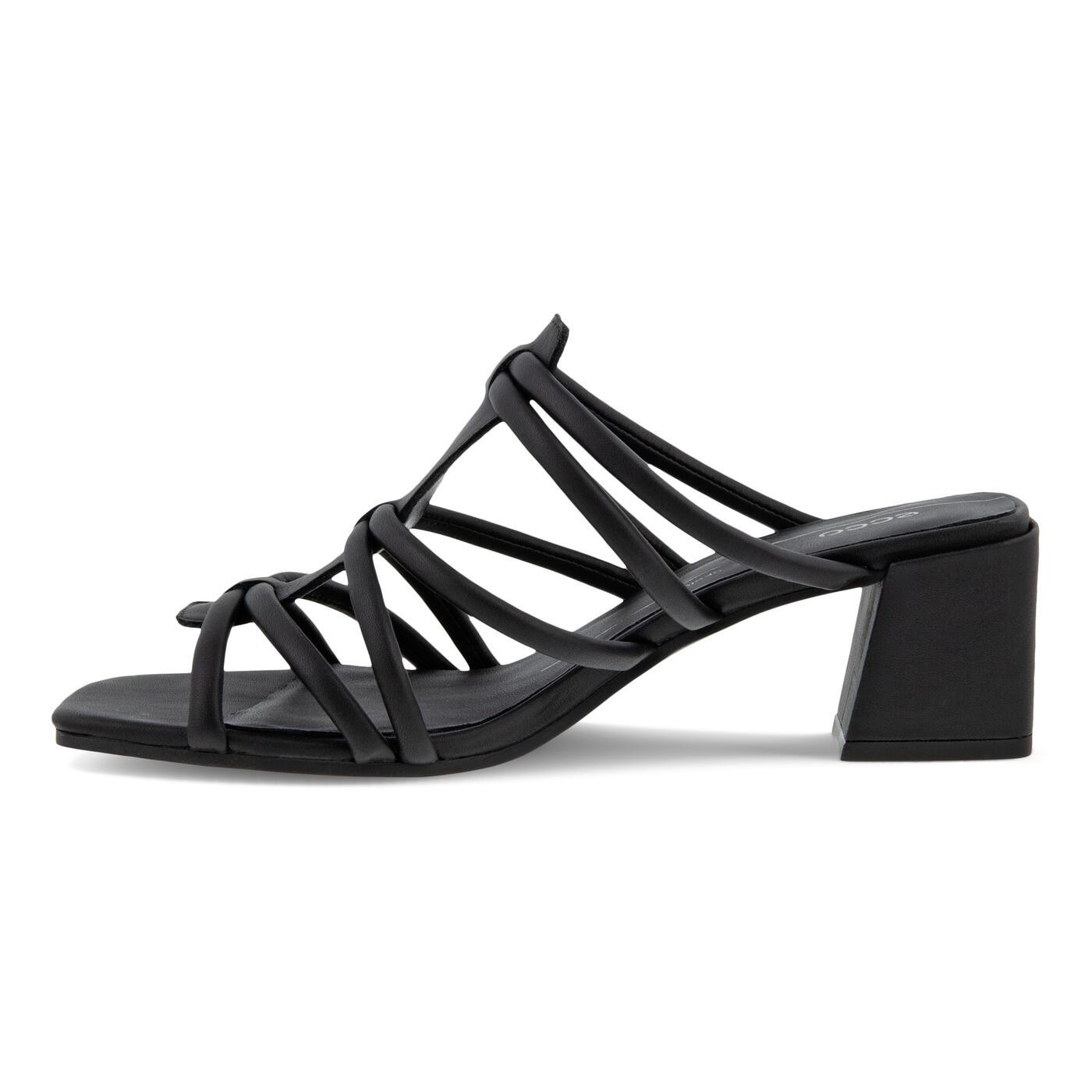 Ecco Leather Elevate Squared 50 Strappy Slide in Black | Lyst
