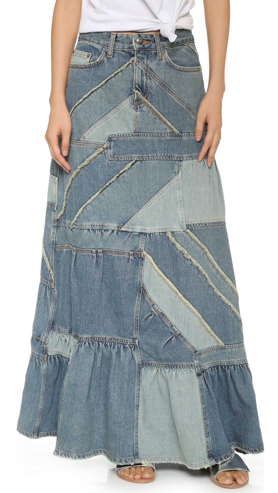 Marc By Marc Jacobs Patchwork Denim Skirt in Blue | Lyst