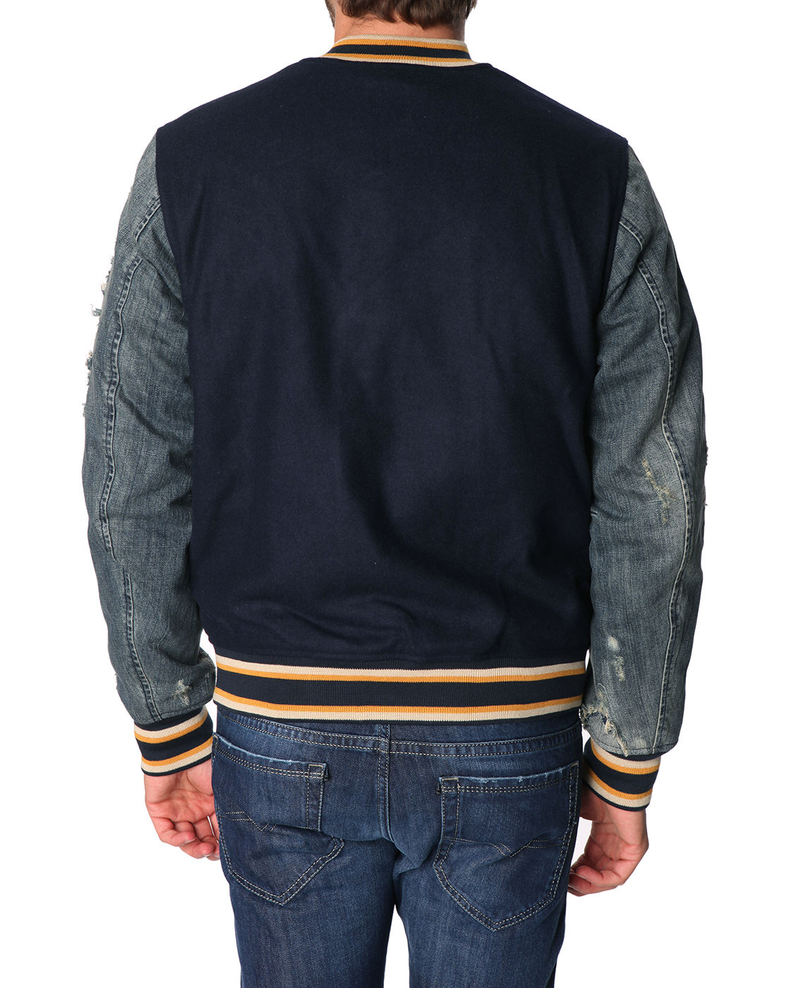 diesel blue denim varsity jacket