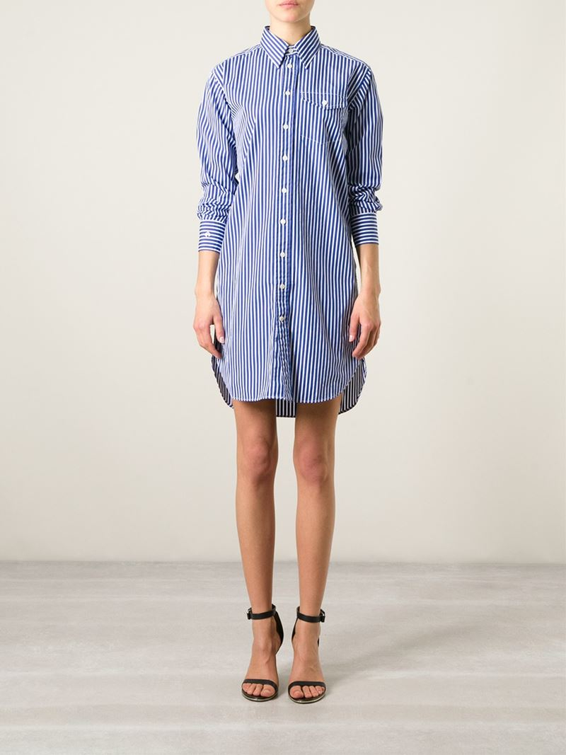 Polo Ralph Lauren Striped Shirt Dress in Blue | Lyst