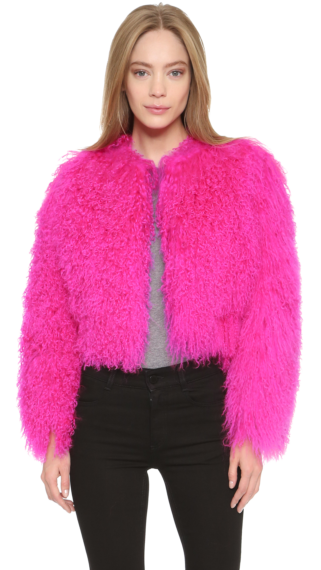 Boutique moschino Fur Jacket - Pink in Pink | Lyst