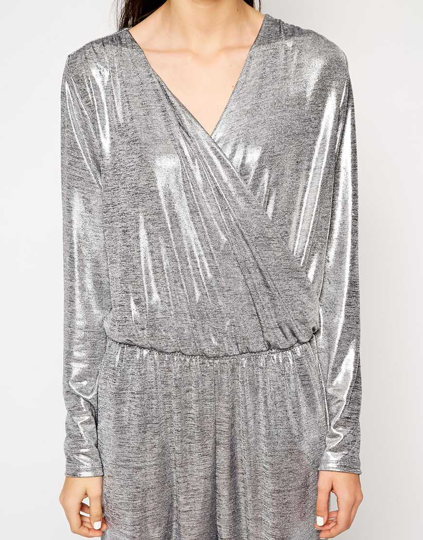 long sleeve silver jumpsuit