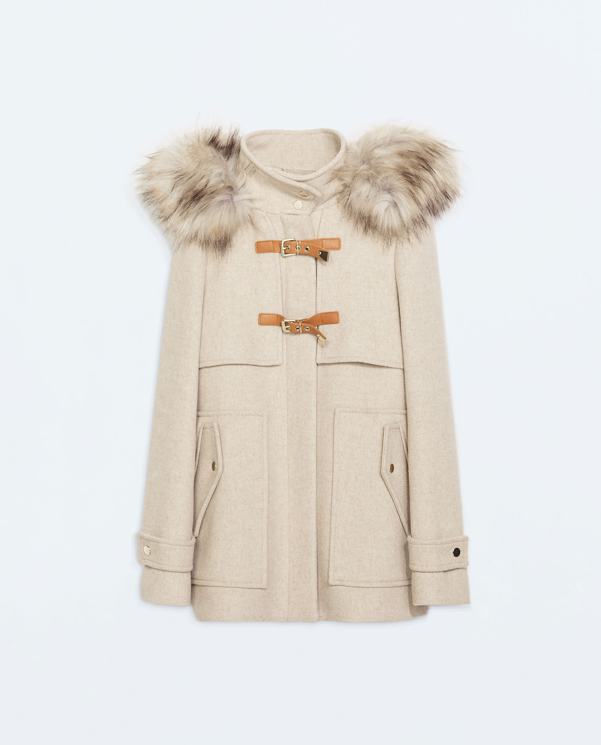 zara duffle coat with fur hood