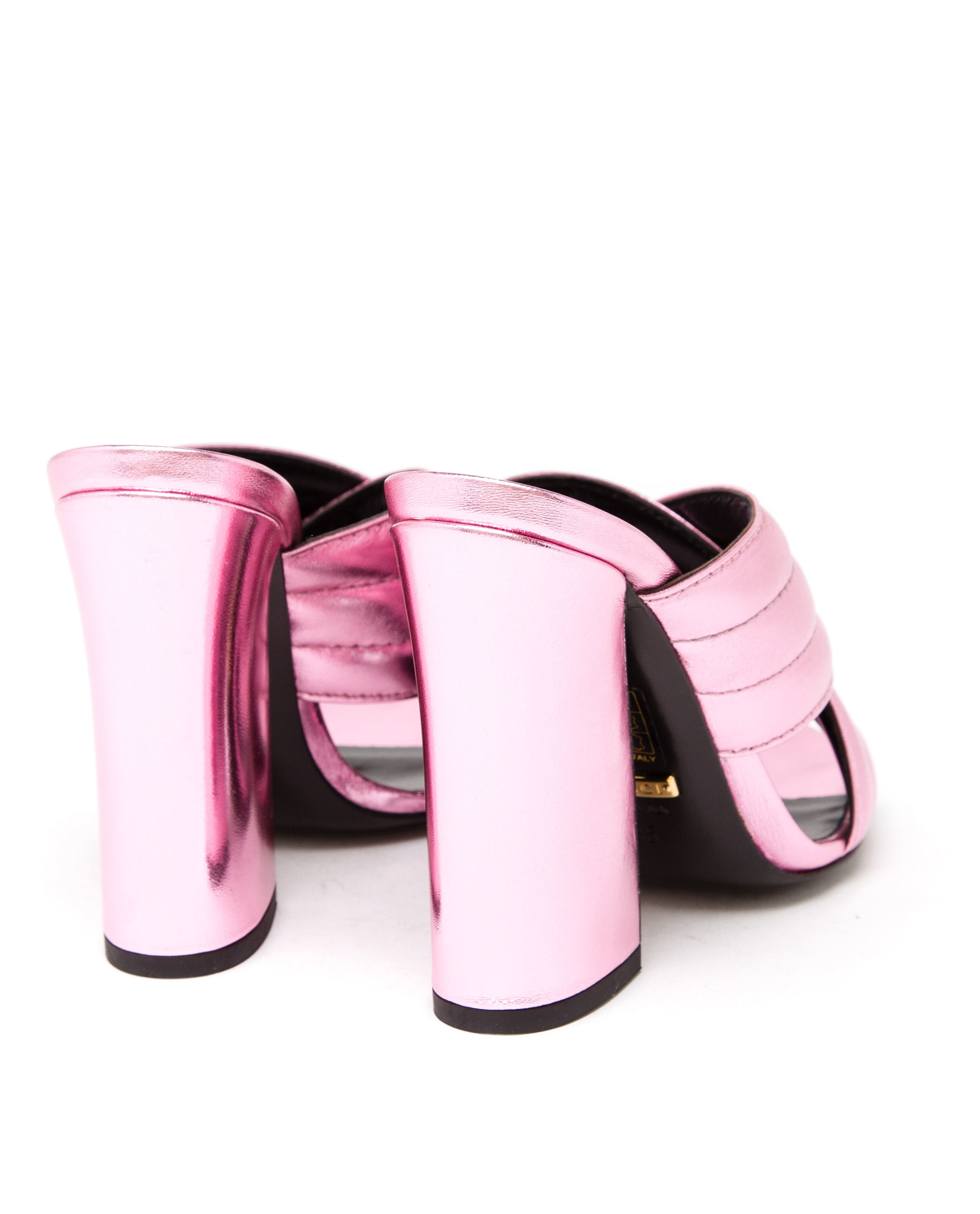 Gucci Padded Metallic Leather Mules in Pink | Lyst
