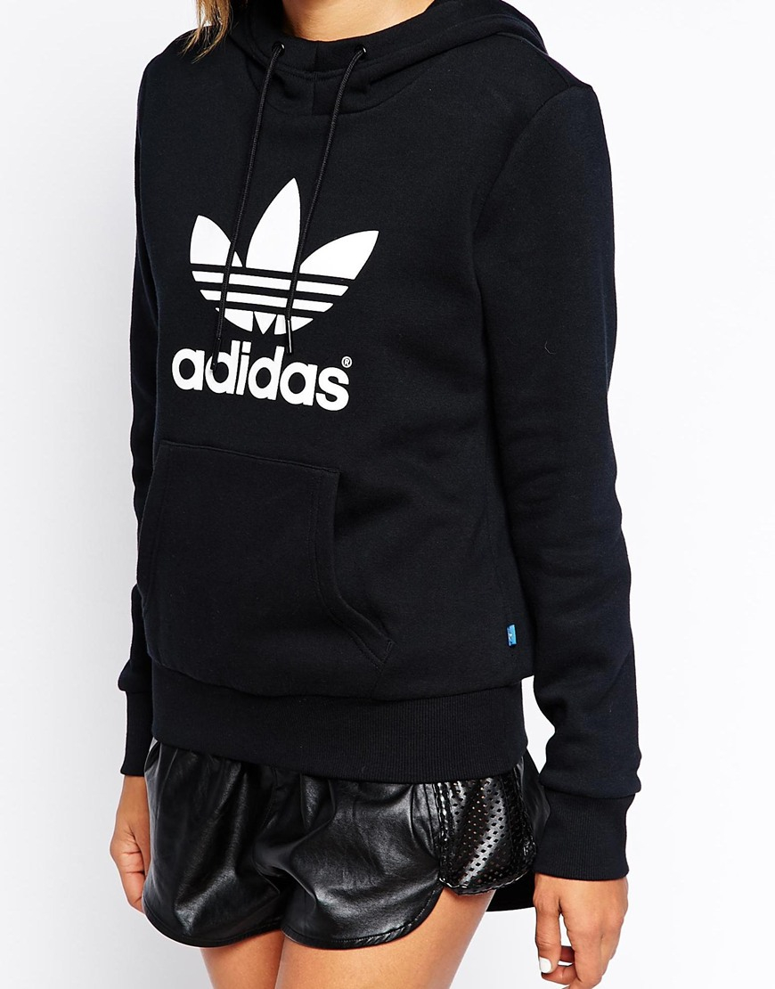 Adidas Originals Trefoil Hoodie in Black | Lyst