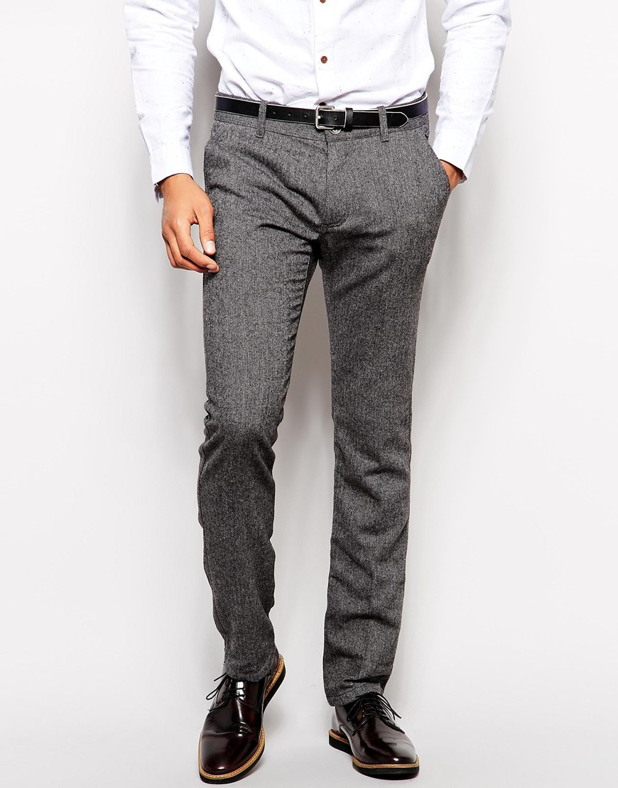 Esprit Herringbone Trousers In Slim Fit in Grey for Men | Lyst Canada